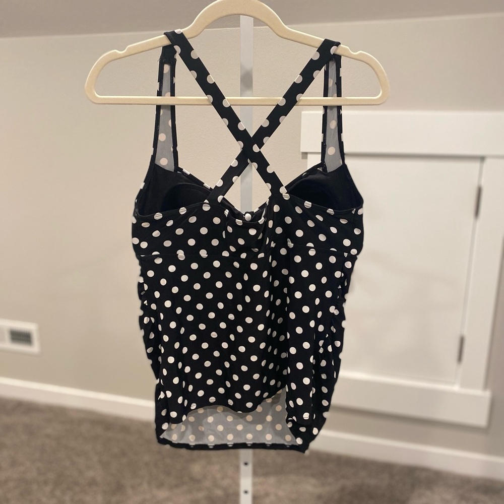 Motherhood Maternity Push Up Tankini Top Black and White Polka Dot - Picture 4 of 7